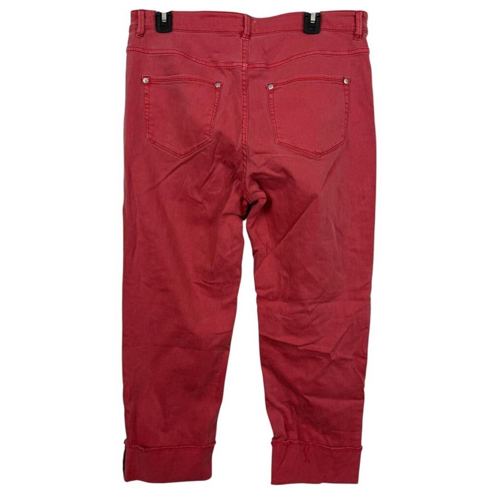 J Jill Authentic Fit Cropped Denim Red Wash Jeans Stretch Cuffed Womens sz 12 - Picture 12 of 16